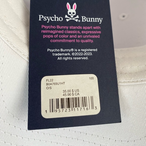 Psycho Bunny unisex White Baseball Cap/ Hat in white O/S NWT - Picture 9 of 9